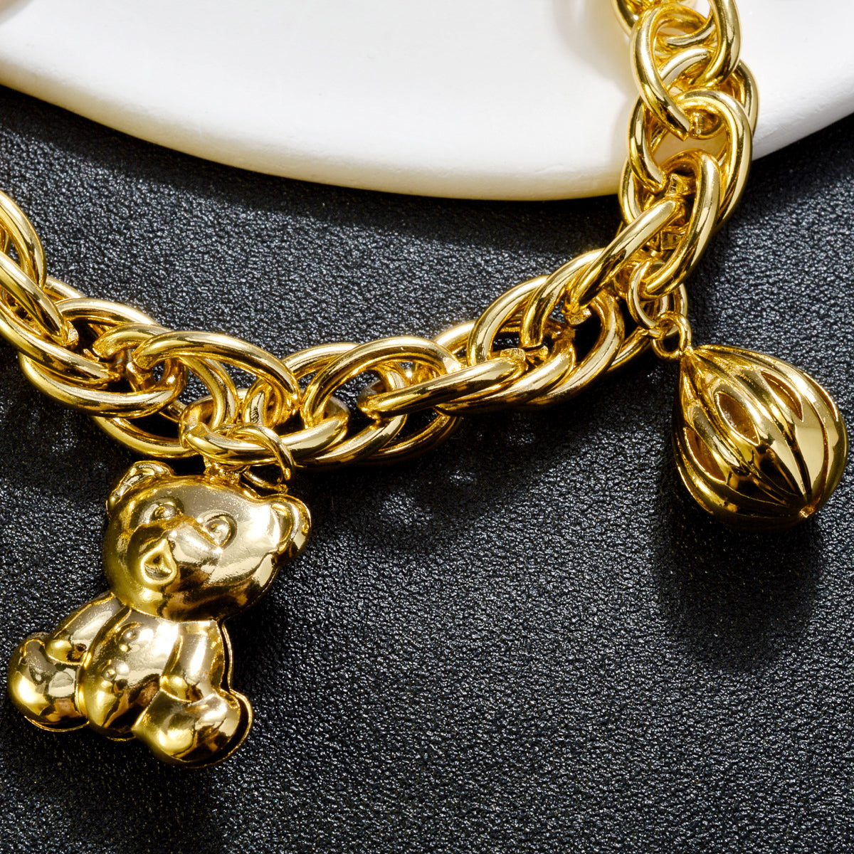 Zeadear jewelry 14k gold plated Ball and bear charm bracelet
