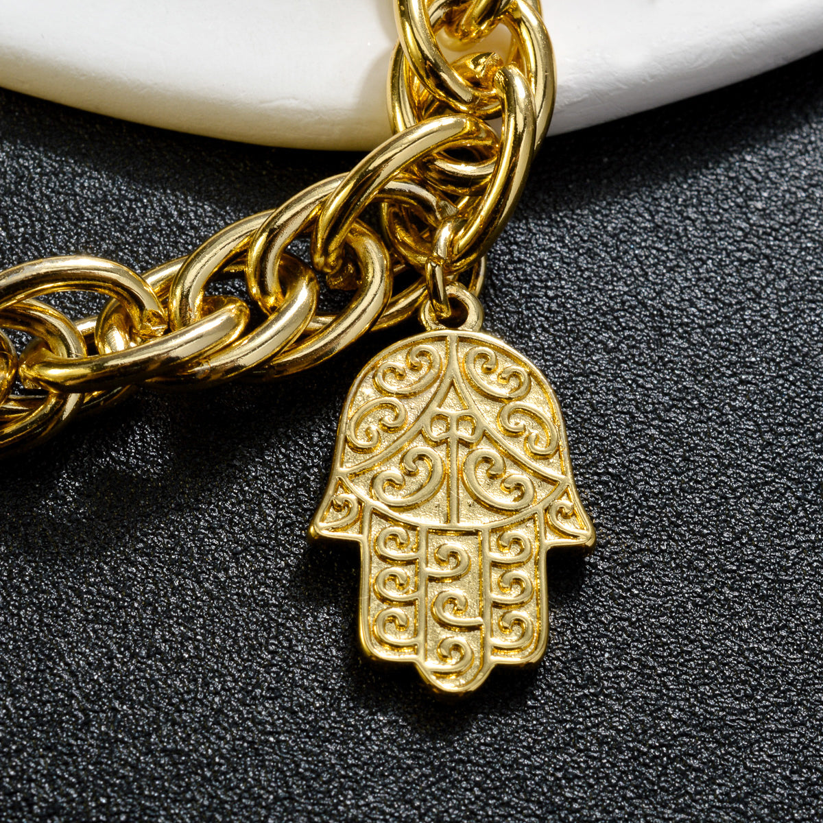 NEW Arrived bear and khamsah 14k Gold Plated Link Chain Charm Bracelet