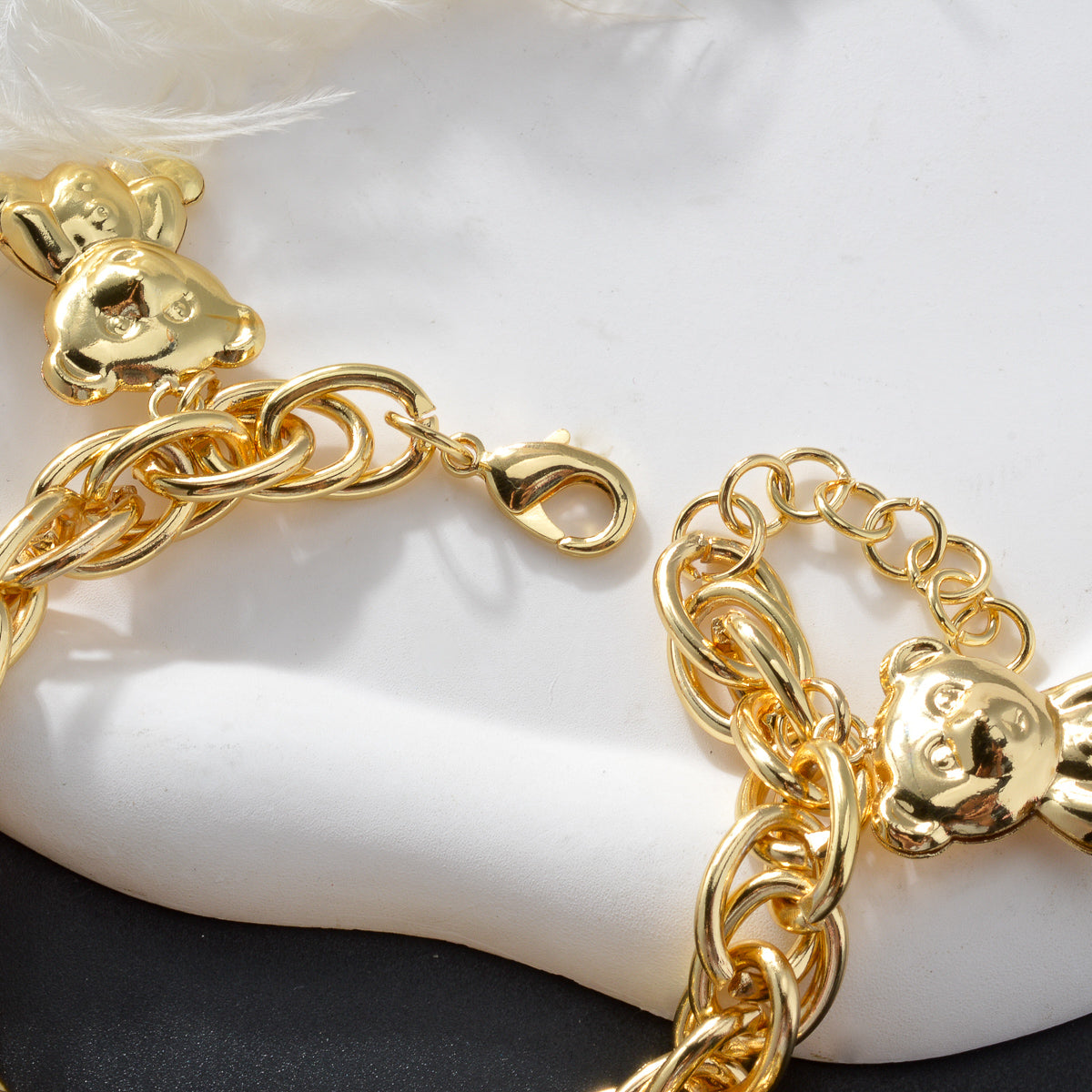 Zeadear jewelry 14k gold plated Balls and bears charm bracelet
