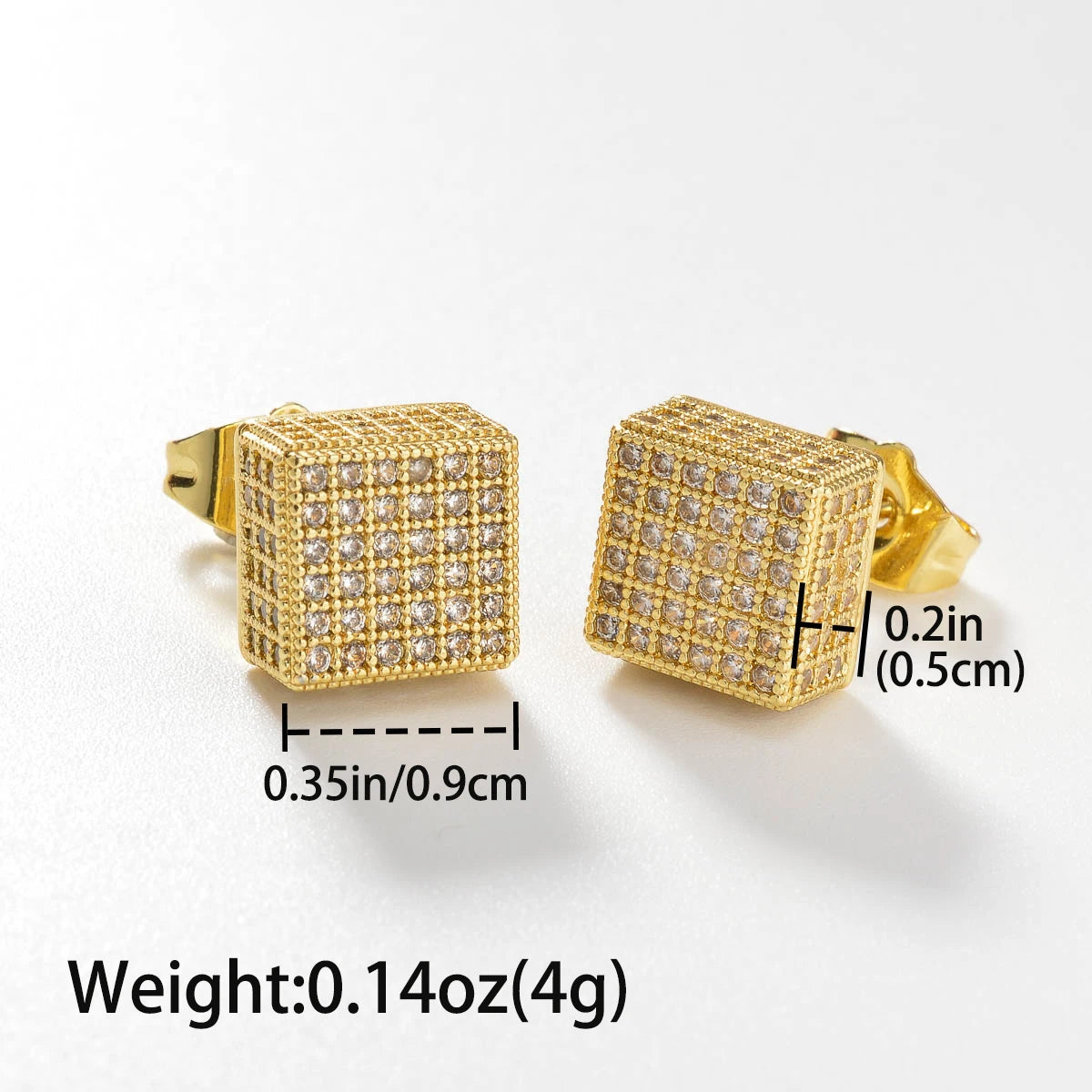 Wholesale Multi Styles Rhinestone Cube Stud Hypoallergenic 18K Gold Plated zircon Earrings for Women