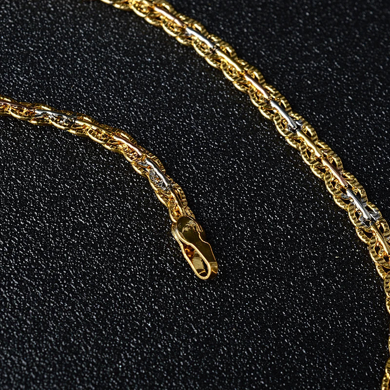 Zea dear Jewelry Fashion 750 Copper Link Necklaces Chains For Women Man High Quality Classic Trendy For Daily Wear Anniversary