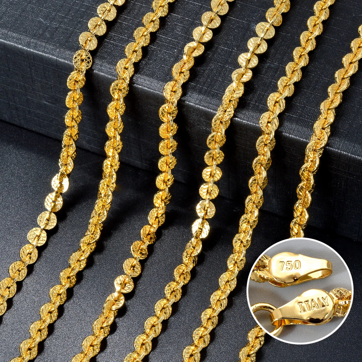 ZEA Dear Width 4mm Italian 750 Luxury Men 18k Gold Plated Dubai Link necklace Women Simple jewelry birthday gift