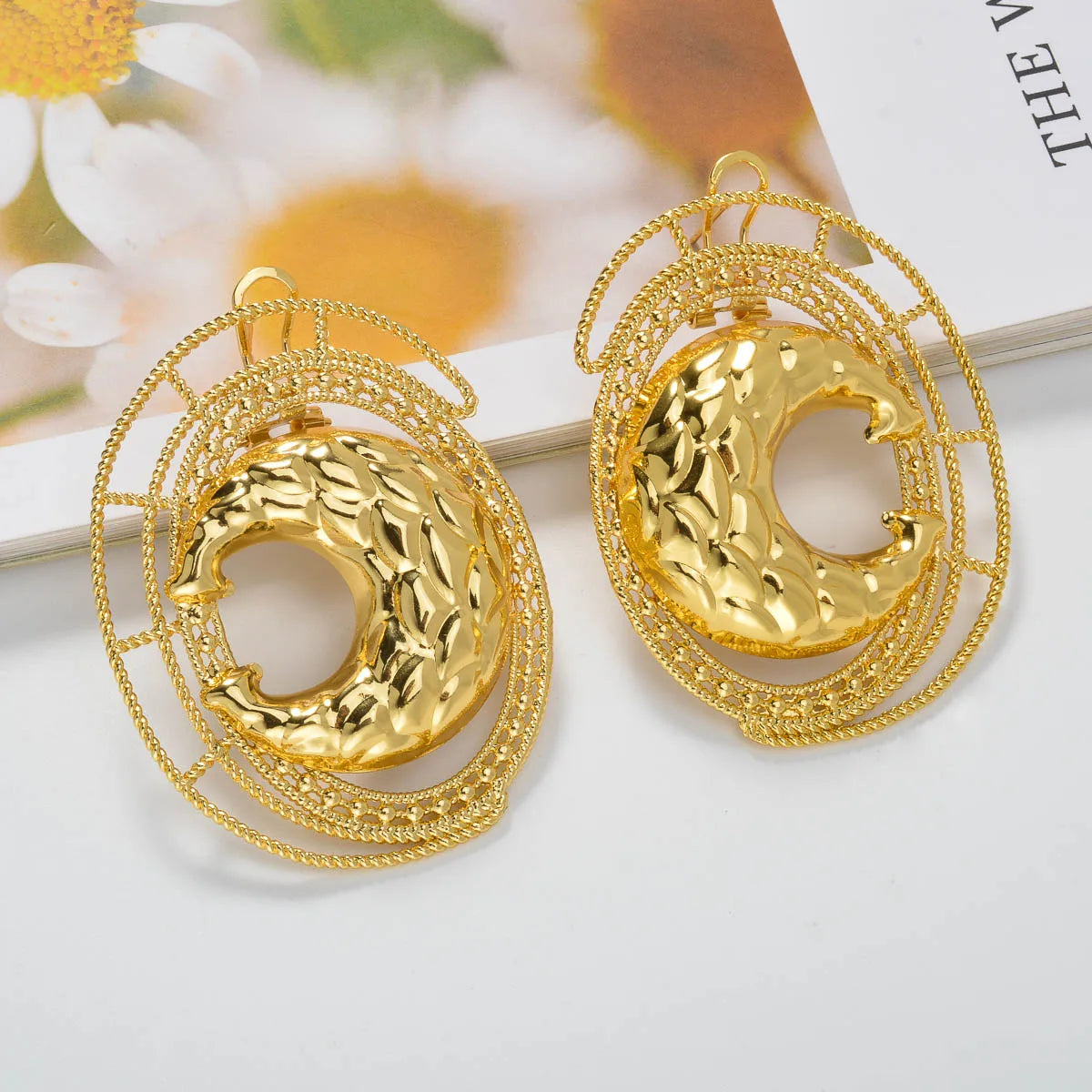 Moon Earrings Female Romantic Valentine's Day Gift Luxury Eardrop Turkey 14K Gold Plated Charm New Style Copper Accessories