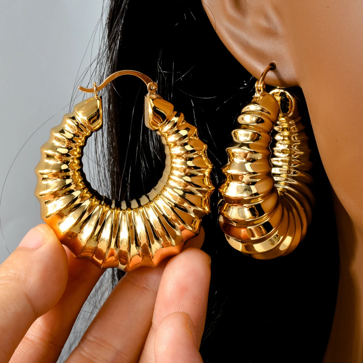 ZeaDear Jewelry Dubai Smooth Chunky Screw Thread Earring Statement African Large Earring For Women Luxury Lady Dinner Jewellery