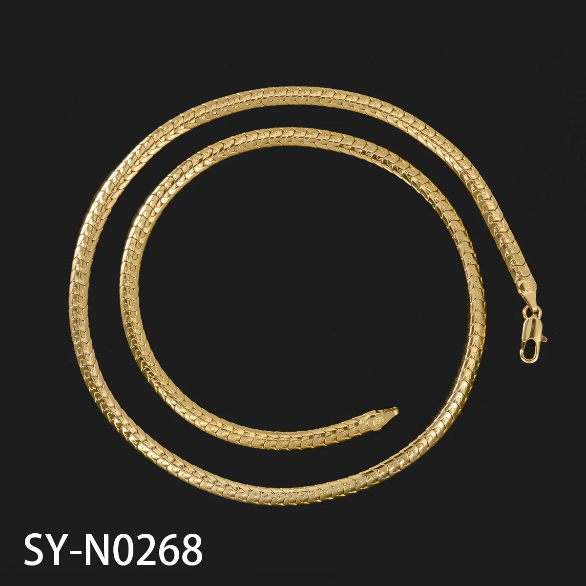 Textured Flat Herringbone Link Necklace Gold Copper Snake Chain Unisex Fashion Jewelry Daily Outfit Wedding Anniversary Gift