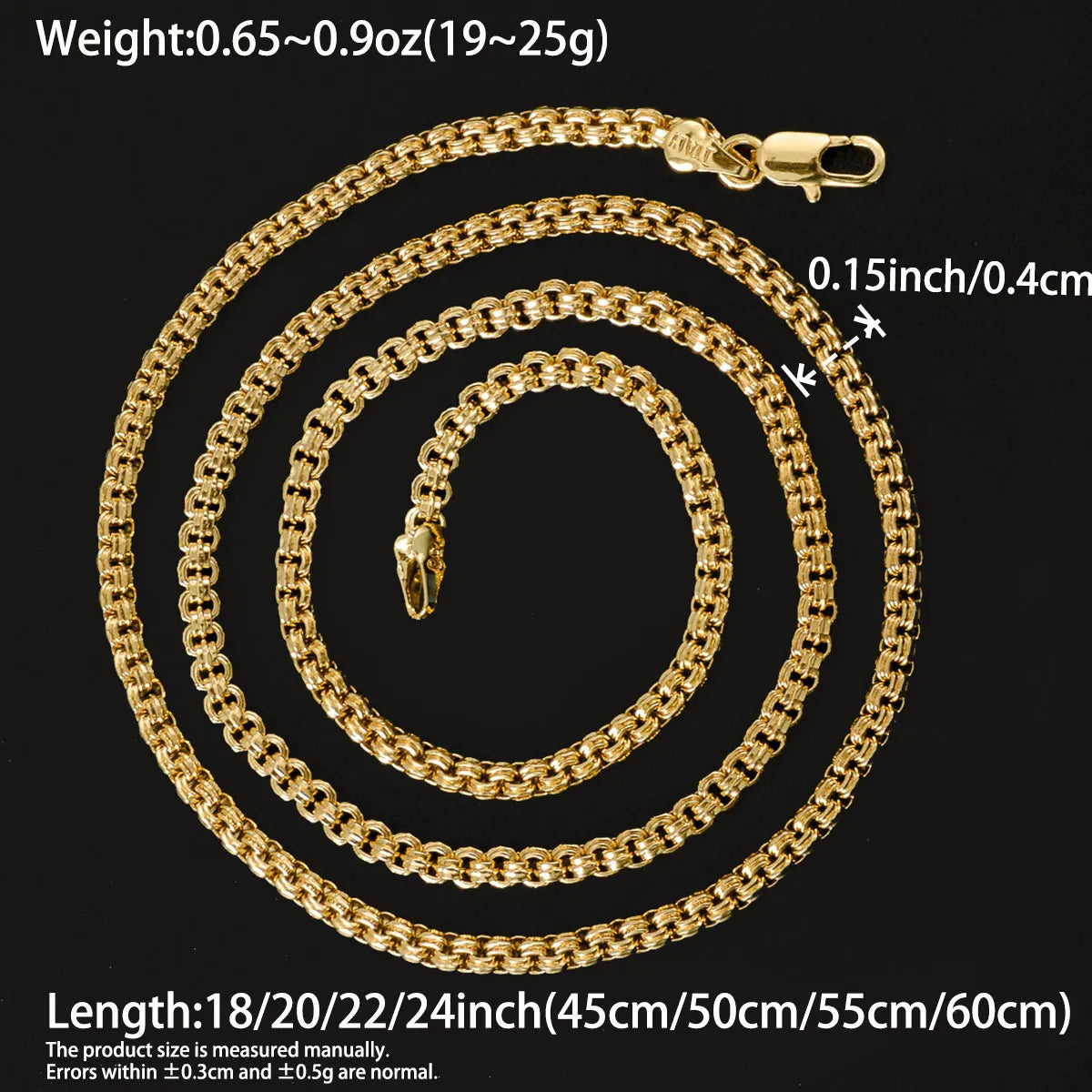 18K Gold Plated Rope Box Chain Necklace Multi Styles Copper Link Unisex Polished Fashion Jewelry Ornament Present Accessory