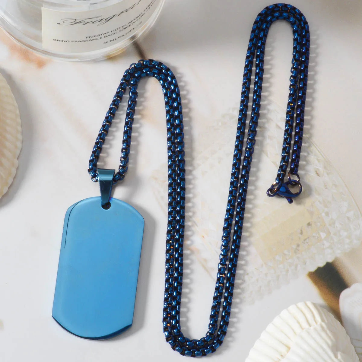 Military Style Stainless Steel Dog Tag Pendant Necklace Men Women Hip Hop Square Tag Jewelry Accessories Neck Chain Punk Gifts