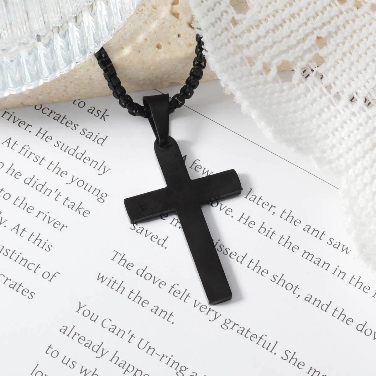 Cross Stainless Steel Necklace Christ Pendant Accessories Necklace Men Women Hip-hop Punk Jewelry Chain Church Club Gifts