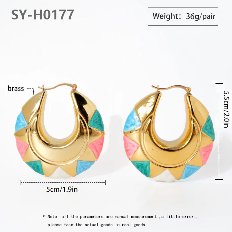 ZEA Dear Fashion Luxury jewelry enamel hoop earrings Copper 18K Gold plated Dubai African Women's Party wedding