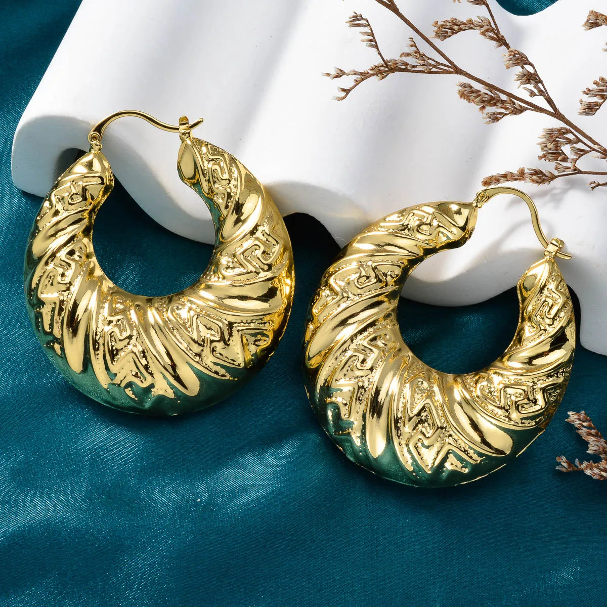 ZEA Dear Dubai Custom Jewelry Big 18k Gold Plated Hollow Chunky Statement Chunky Hoop Earrings women