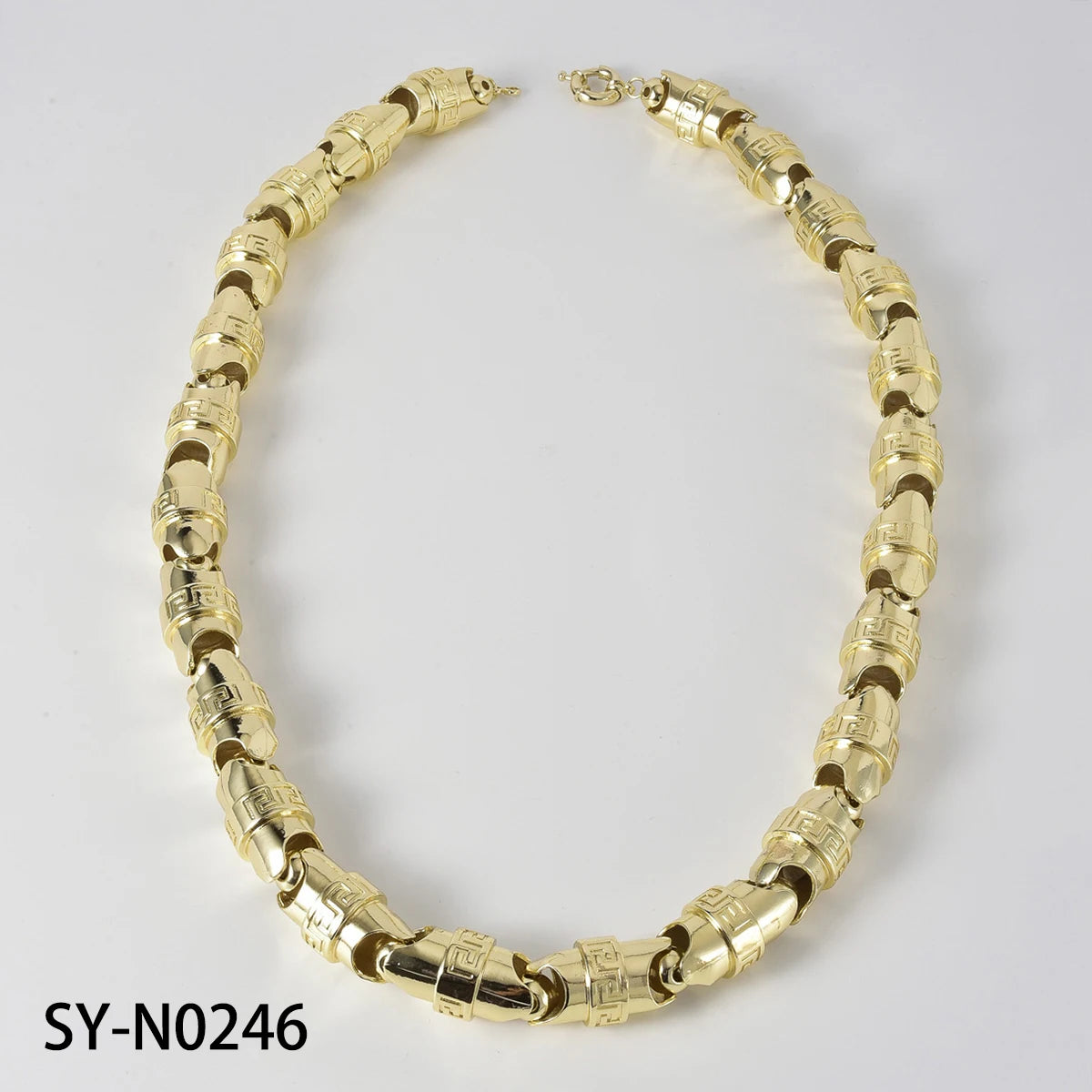 Men Heavy Gold Tone Copper Chain Necklace Oversized Link Hip Hop Street Neck Ornament For Daily Dating Club Occasion Gift
