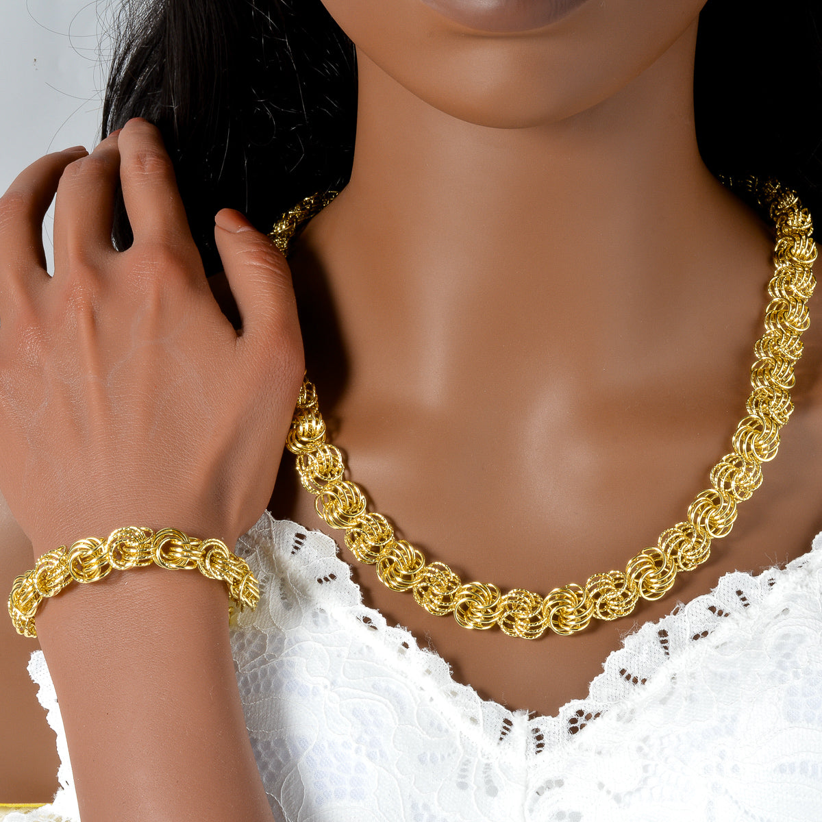 Brass Necklace bracelet Set