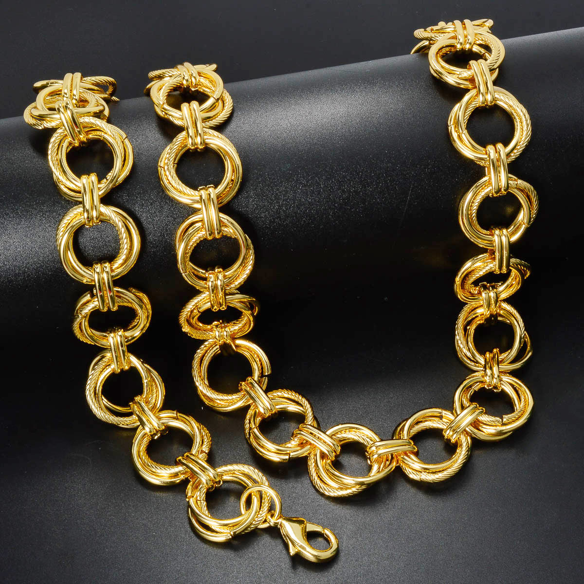 Custom Luxury Jewellery 18k Gold Plated Copper Hook ups Chain Necklace Bracelet Jewelry Sets Women