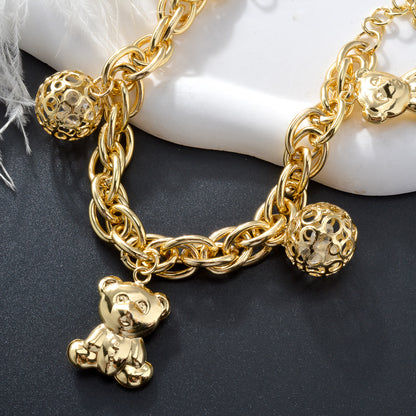 Zeadear jewelry 14k gold plated  Balls and bears charm bracelet