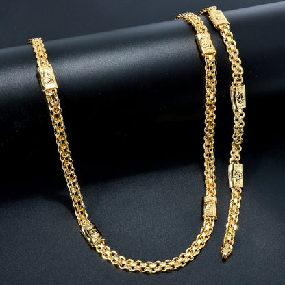 Custom 18k Gold Plated Bridal Wedding Necklace Bracelet Jewelry Sets Women