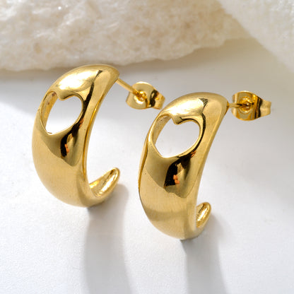 Zeadear jewelry 18k gold plated heart stainless steel earrings