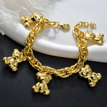 Zeadear jewelry 14k gold plated bear charm bracelet