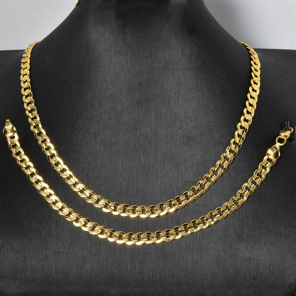 Custom Luxury Jewellery 18k Gold Plated Cuba Chain Necklace Bracelet Jewelry Sets Women