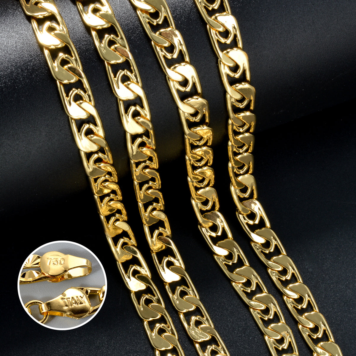 Fashion luxury Italy 750 18k gold plated Copper Link Chain Necklace For Women