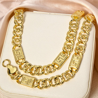 Custom Luxury Jewellery 18k Gold Plated Necklace Bracelet jewelry set for women