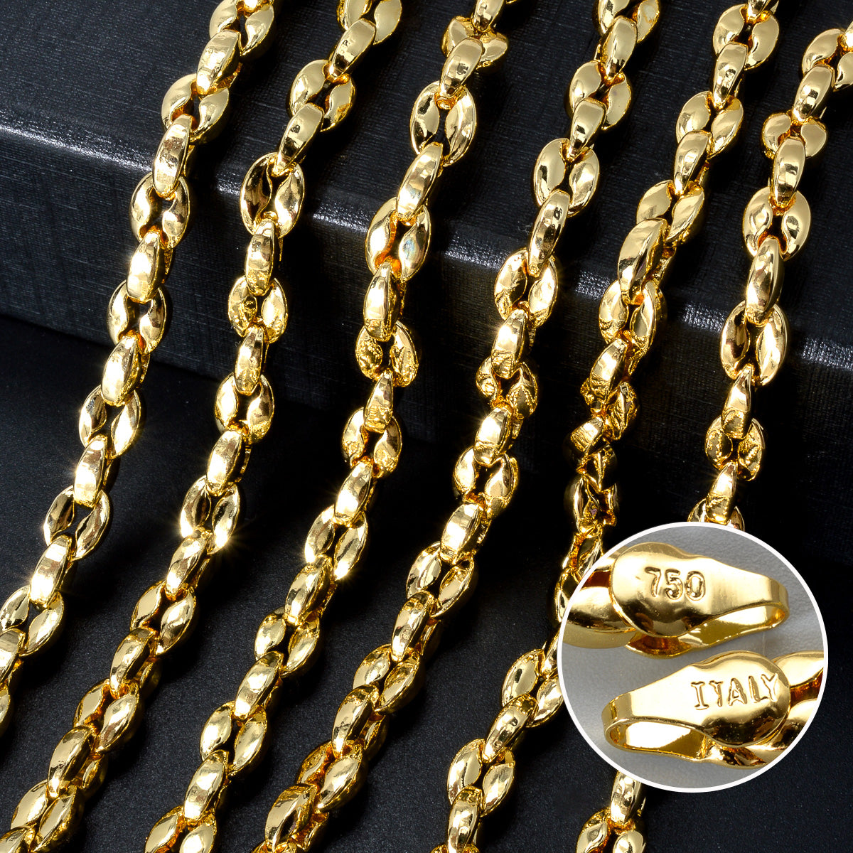 Zeadear Italian 750 14k gold-plated anchor Chain Necklace