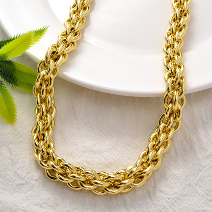 Custom Luxury Hiphop Jewellery 18k Gold Plated Copper Necklace Bracelet Jewelry Sets Women