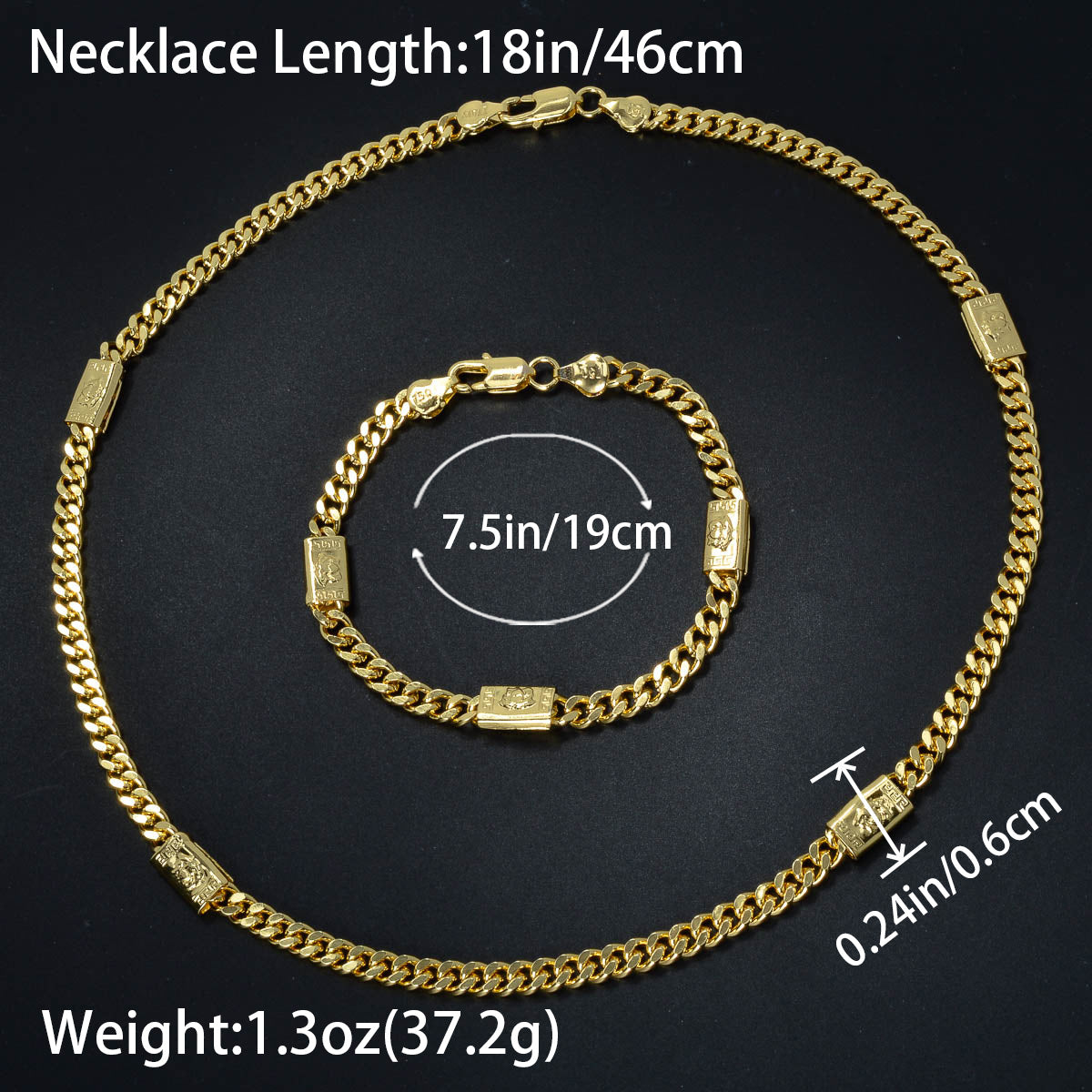 Custom Luxury Jewellery 14k Gold Plated Copper Chain Necklace Bracelet Jewelry Sets Women