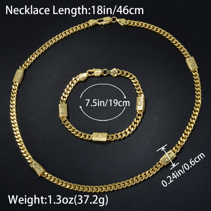 Custom Luxury Jewellery 14k Gold Plated Copper Chain Necklace Bracelet Jewelry Sets Women