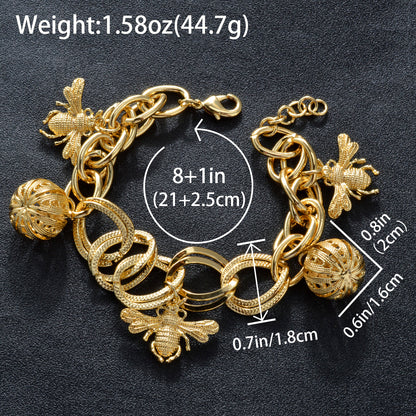 NEW Arrived wholesale Dragonfly 14k Gold Plated Link Chain Charm Bracelet