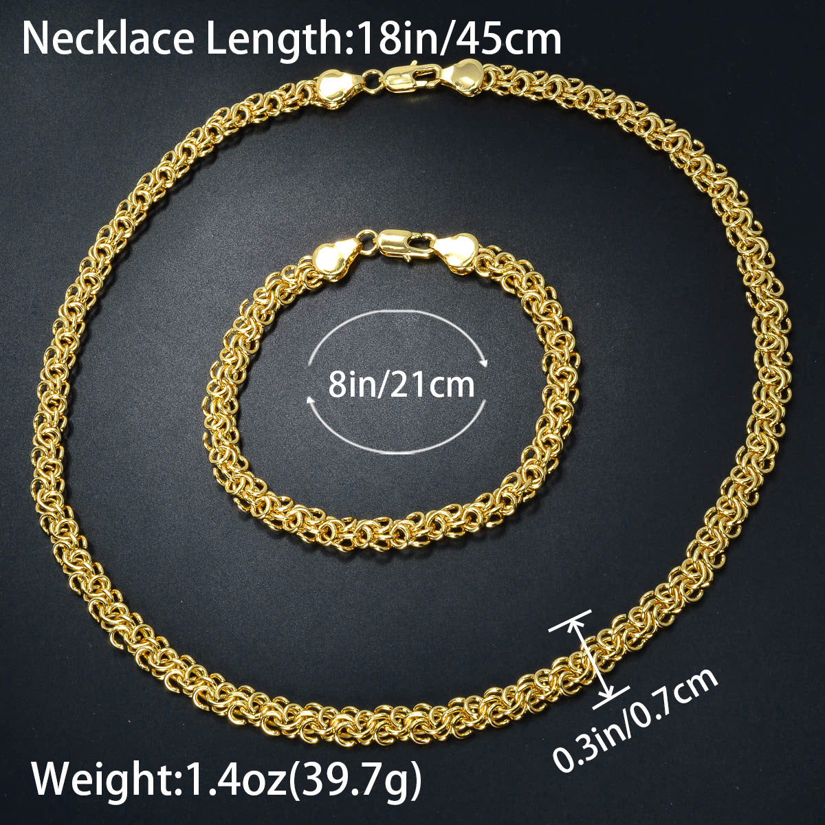 Custom Luxury Jewellery 14k Gold Plated Copper Chain Necklace Bracelet Jewelry Sets Women