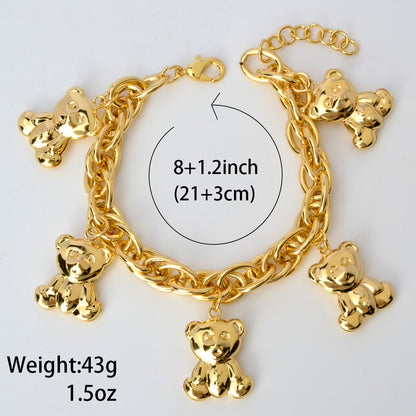 Zeadear jewelry 14k gold plated bear charm bracelet