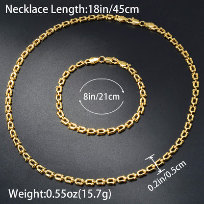 Custom Dubai Luxury Jewelry 18k Gold Plated  Necklace Bracelet Jewelry Sets Women