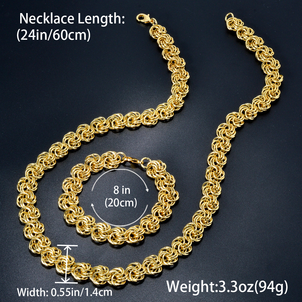 Custom Luxury Jewellery 18k Gold Plated Bridal Wedding Chain Necklace Bracelet Jewelry Sets Women