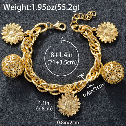 Zeadear jewelry 14k gold plated Balls and flower charm bracelet