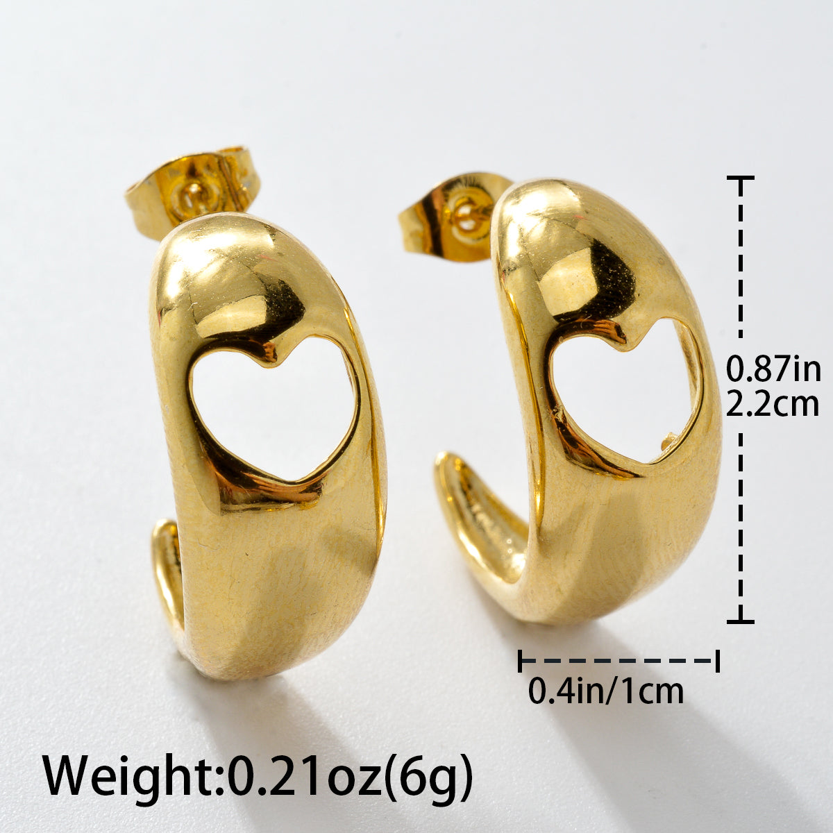 Zeadear jewelry 18k gold plated heart stainless steel earrings