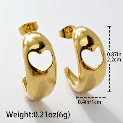 Zeadear jewelry 18k gold plated heart stainless steel earrings