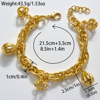 Zeadear jewelry 14k gold plated Ball and Crown charm bracelet