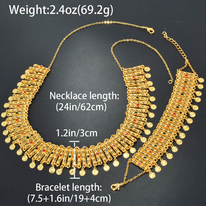 Custom Dubai Luxury Jewellery 18k Gold Plated Zircon Necklace Bracelet Jewelry Sets Women