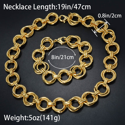 Custom Luxury Jewellery 18k Gold Plated Copper Hook ups Chain Necklace Bracelet Jewelry Sets Women