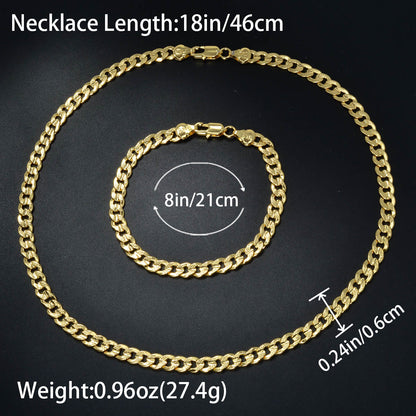 Custom Luxury Jewellery 18k Gold Plated Cuba Chain Necklace Bracelet Jewelry Sets Women