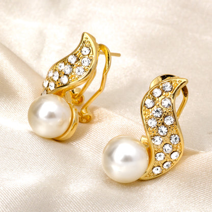 Custom Wholesale Jewellery Fashion Dubai Gold Plated Luxury Bridal Wedding Pearl Zircon Jewelry Set Women