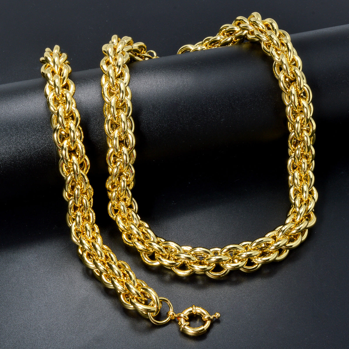 Custom Luxury Hiphop Jewellery 18k Gold Plated Copper Necklace Bracelet Jewelry Sets Women