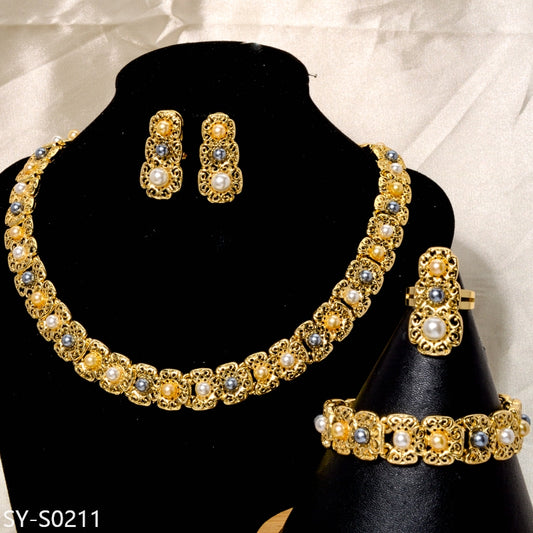 Custom Wholesale Jewellery Fashion Dubai 14k Gold Plated Jewelry Set Women