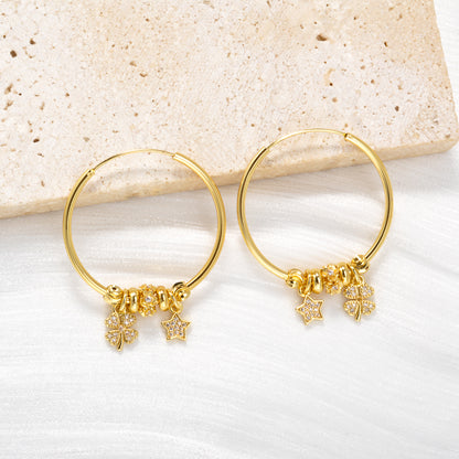 Zeadear jewelry 18k gold plated copper zircon hoop earrings