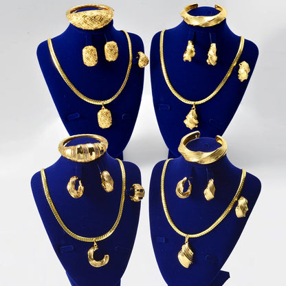 zeadear jewelry dubai 14k gold plated copper earring bracelet ring necklace jewelry sets