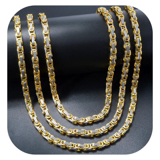 Zeadear High Quality Stainless Steel 18k Gold Plated Byzantium Chain for Man Women Necklace