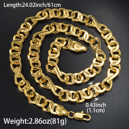 Fashion Copper Italy 750 14k gold plated Chain Necklace infinite Link Chain Necklace For Women