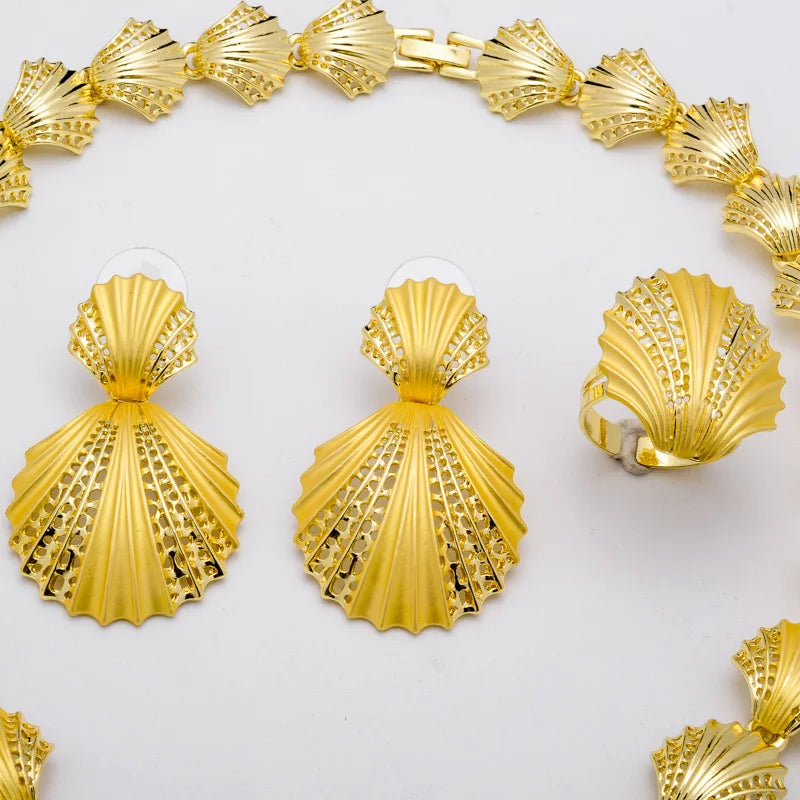 Quality Promotional 14K Gold Dubai Jewelry Set Rhinestone Necklace And Earrings Jewellery Sets