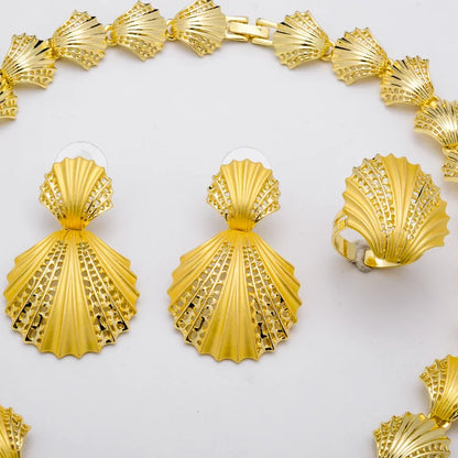 Quality Promotional 14K Gold Dubai Jewelry Set Rhinestone Necklace And Earrings Jewellery Sets