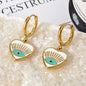 Fashion Luxury Jewelry 18K Gold Plated Stainless Steel Geometric Colorful Oil Eye Heart Drop Huggies Earrings women
